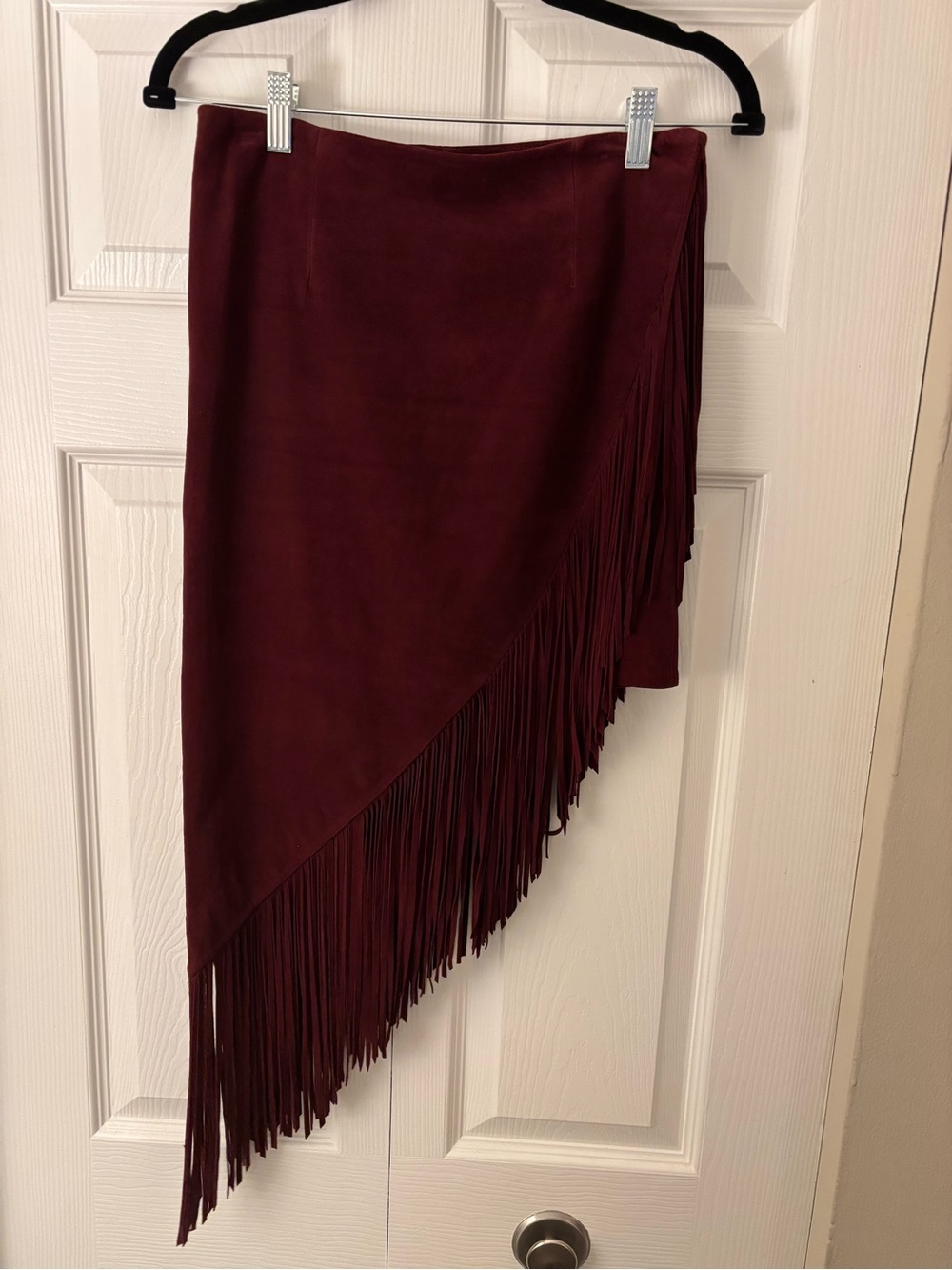 Intermix Genuine Suede Fringe Skirt in Burgundy 🍷 - Picture 5 of 6